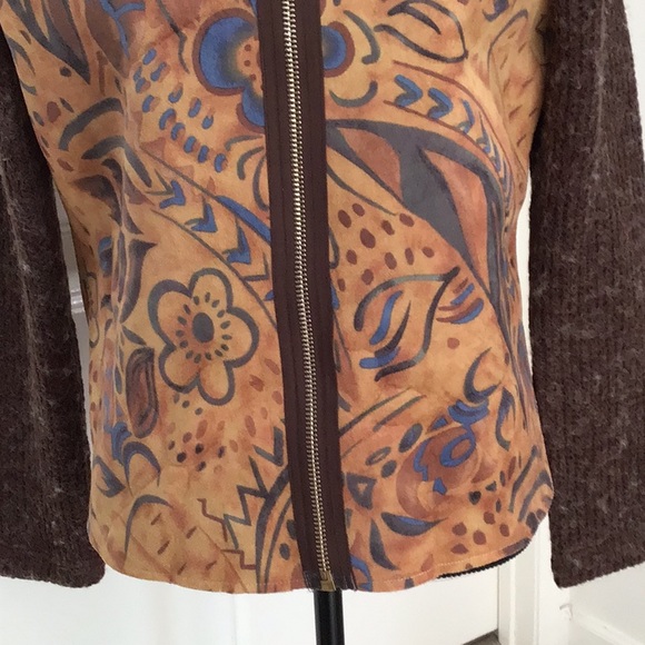 NWOT. K-I-K-I-T Printed Suede Knit Jacket - Picture 4 of 11